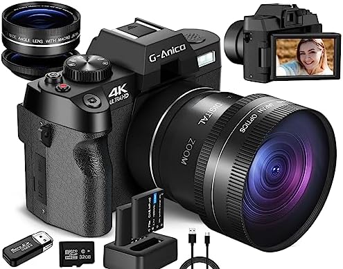 4K Digital Cameras for Photography, 48MP Vlogging Camera for YouTube with WiFi, 180° Flip Screen Compact Camera with Flash, 16X Digital Zoom Travel Camera with Wide-Angle & Macro Lens (2 Batteries): Detailed Review & Recommendations