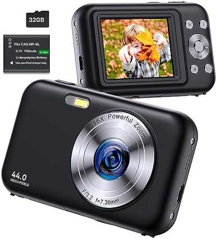 Digital Camera, FHD 1080P Kids Camera with 32GB SD Card 16X Digital Zoom Portable Small Camera, Compact Point and Shoot Camera Mini Digital Camera for Teens Kids Boys Girls Students Seniors – Black: Detailed Review & Recommendations