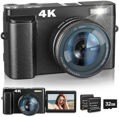Ultimate 4K Digital Camera with Flash & Selfie, 48MP Camera for Photography with Autofocus 16X Zoom, Anti-Shake Vlogging Camera Compact Travel Digital Cameras with Flip Screen, 32GB Memory Card, Two Batteries: Detailed Review & Recommendations