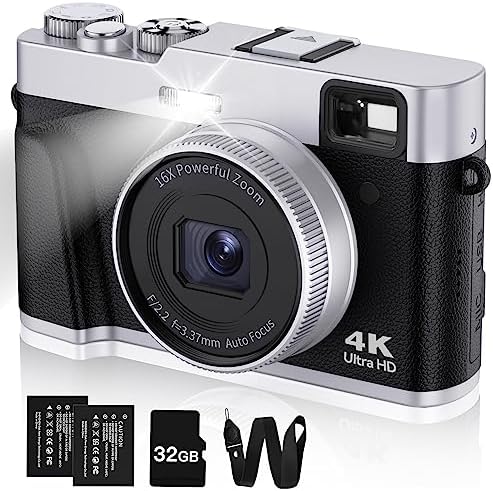 Upgraded 4K Digital Camera with Viewfinder Flash & Dial, 48MP Digital Camera for Photography and Video Autofocus Anti-Shake, Travel Portable Camera with SD Card 2 Batteries, 16X Zoom Vlogging Camera: Detailed Review & Recommendations